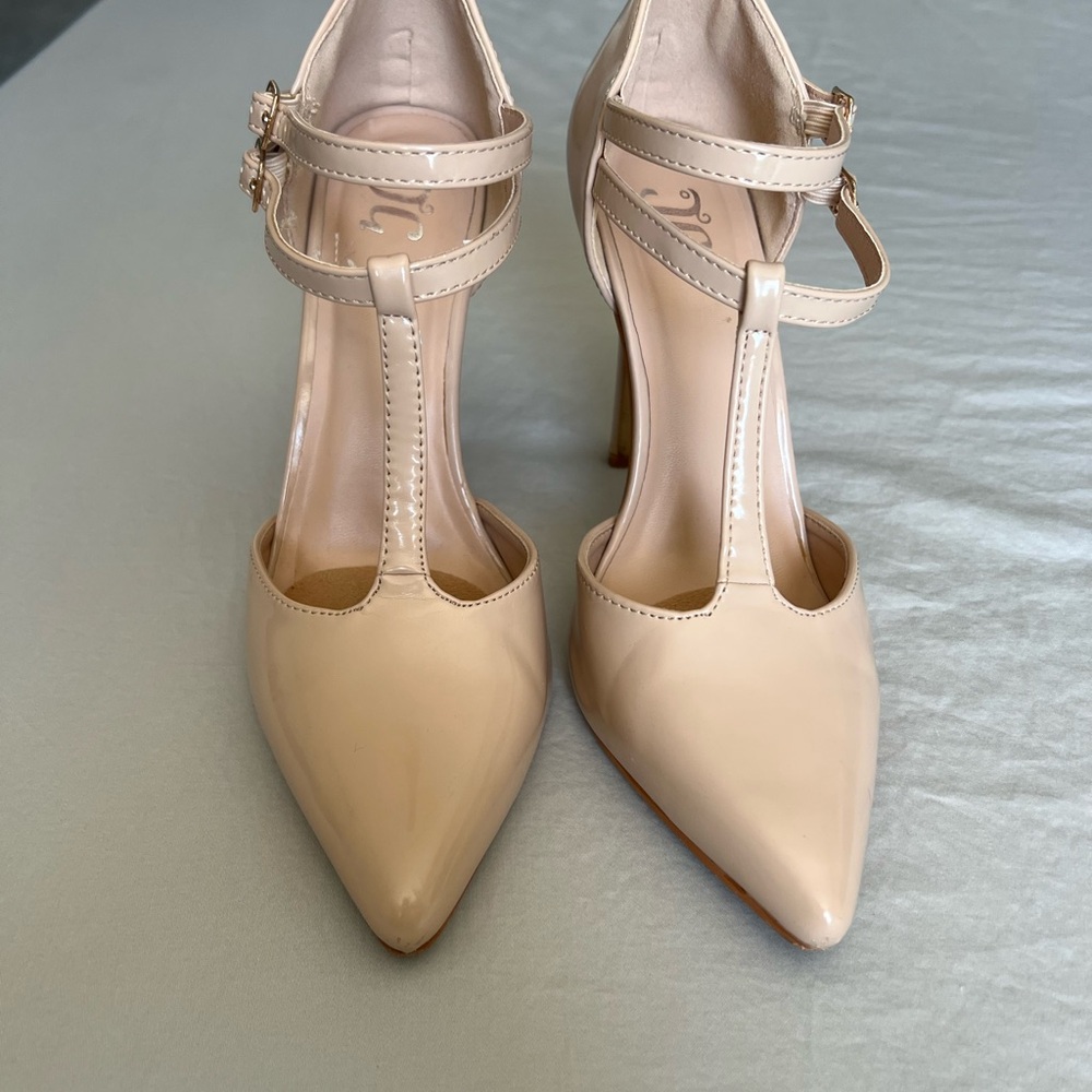 Elegant Cream T-Strap Heels